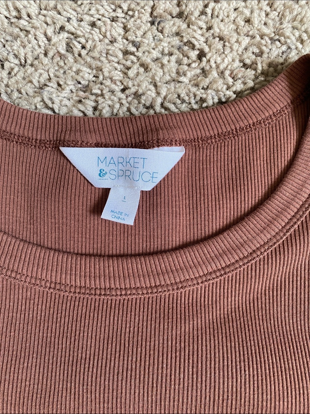 Market & Spruce Ribbed Short Sleeve Tee - Rust - Picture 2 of 4